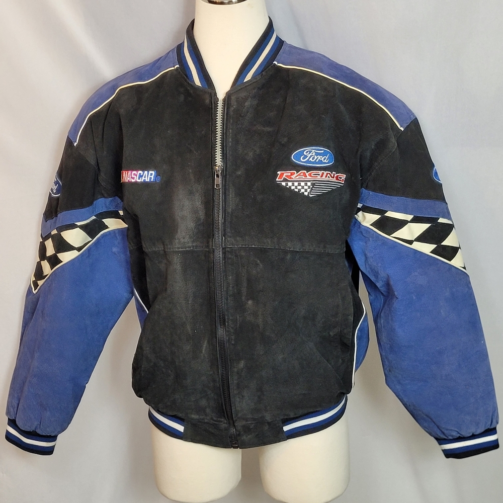 Nascar Ford Racing Leather Coat Size Large